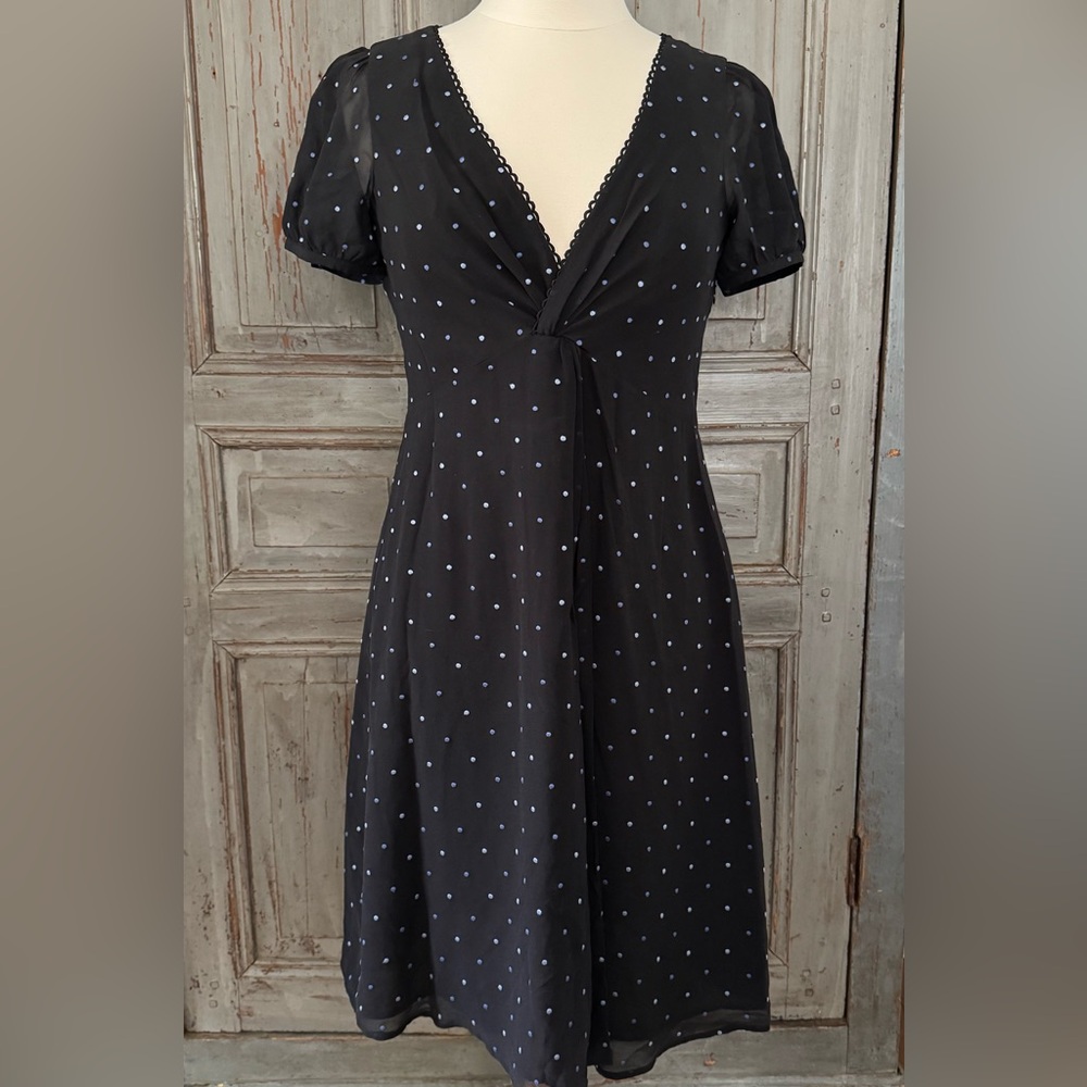 Whistles London silk Black Polka Dot Dress US8